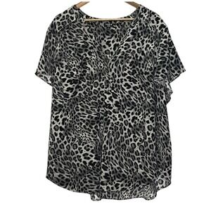 Torrid Womens Top Harper S/S Semi Sheer Animal Print Tunic Whimsigoth Size 4
